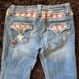 Red plaid full length miss me jeans